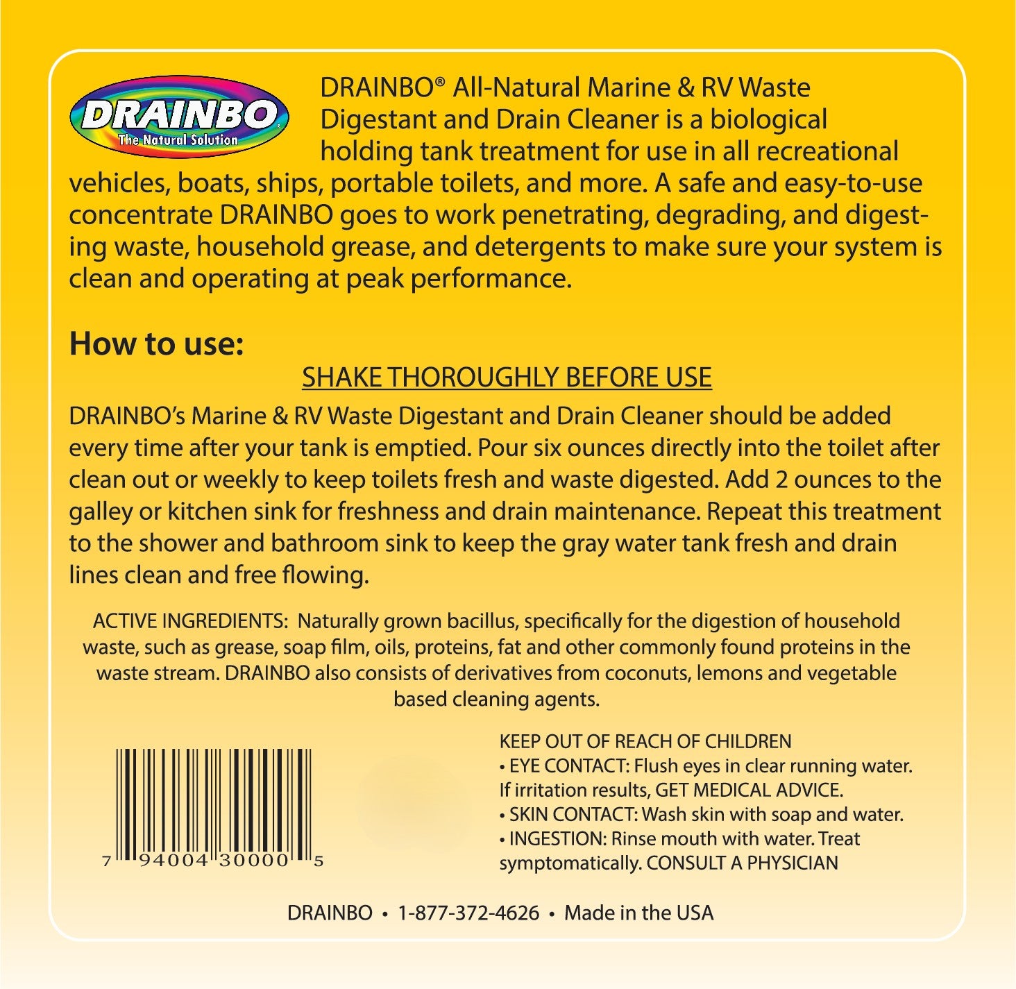 Marine & RV Waste Digestant and Drain Cleaner by Drainbo